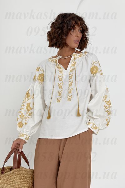 Жіноча вишиванка "Пташина пісня" 5444-БЗЗ-01 фото