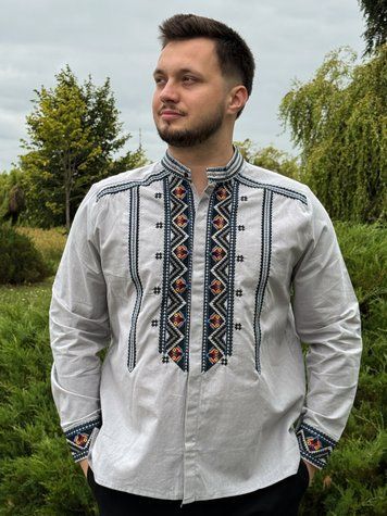 Чоловіча вишиванка &laquo;Гірська симфонія&raquo; сіра B010-СР-01 фото