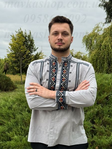 Чоловіча вишиванка &laquo;Гірська симфонія&raquo; сіра B010-СР-01 фото