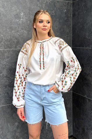 Жіноча вишиванка з геометричними елементами 2356-Б-01 фото