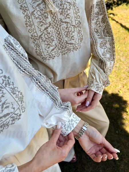 Жіноча бежева вишиванка в стилі бохо &laquo;Дерево роду&raquo; 1198-БЖ-03 фото