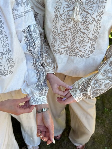 Жіноча бежева вишиванка в стилі бохо &laquo;Дерево роду&raquo; 1198-БЖ-03 фото