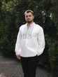 Чоловіча біла вишиванка &laquo;Дерево роду&raquo; з сірим орнаментом