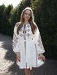 Біла жіноча сукня-вишиванка &laquo;Кавова мозаїка&raquo; з коричневою вишивкою 7528-БКОР-01 фото